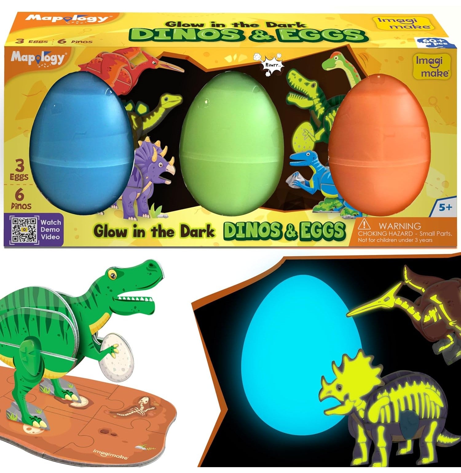 Dinosaur Discovery Adventure Set: 3 Unique Figures & Colorful Eggs