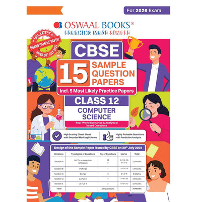 imagOswaal CBSE 15 Sample Question Papers Class 12 Computer Science for 2026 Board Exam