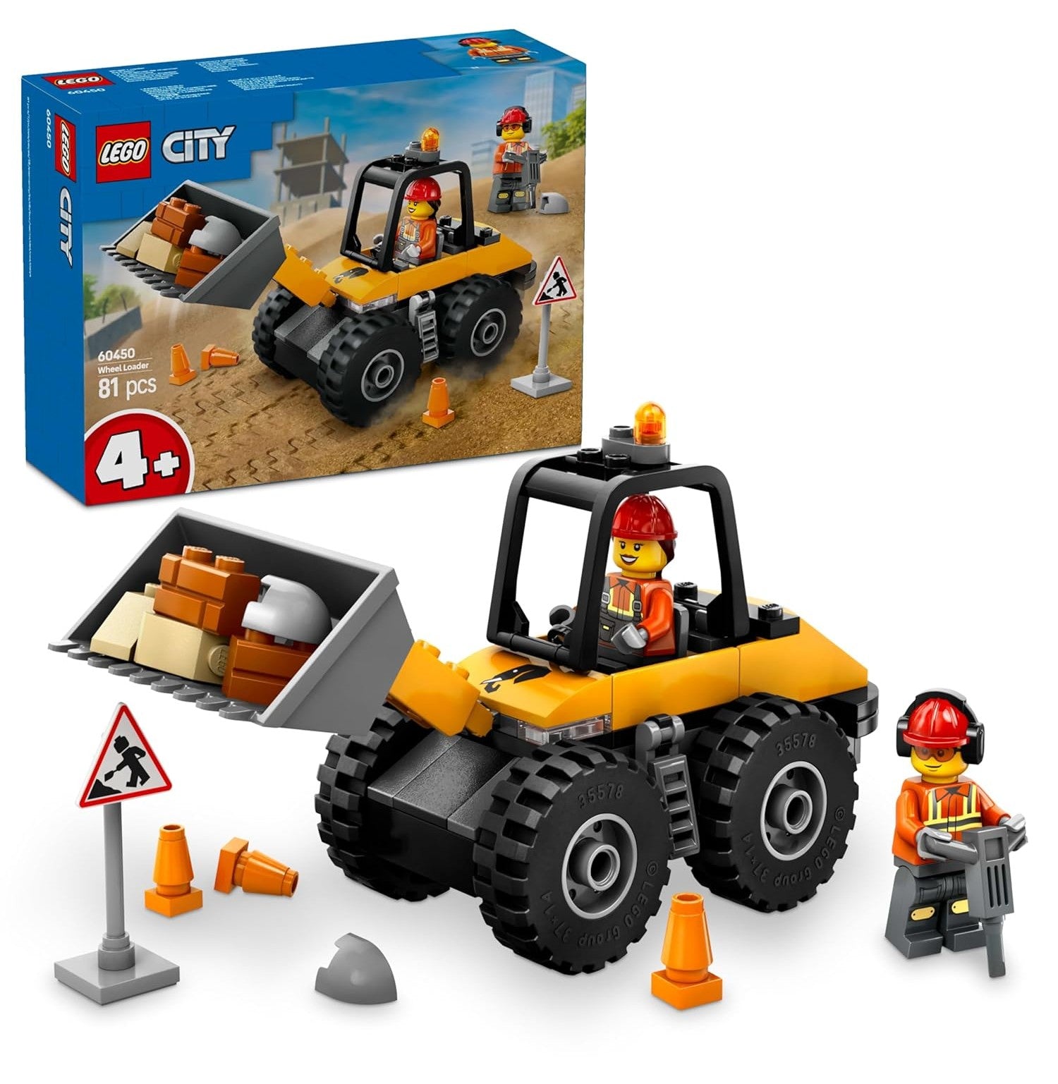 Lego Yellow Construction Wheel Loader 60450