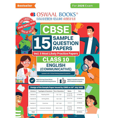 imagOswaal CBSE 15 Sample Question Papers Class 10 English Communicative for 2026 Board Exam