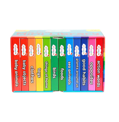 imagOswaal Lil Legends Mini Library - Box Set | Volume 2 with Free School Bag | 12 Books Baby animals, Baby objects, Clothes, Things at home, Toys, Foods, Birds, Sea animals, Plants around us and more
