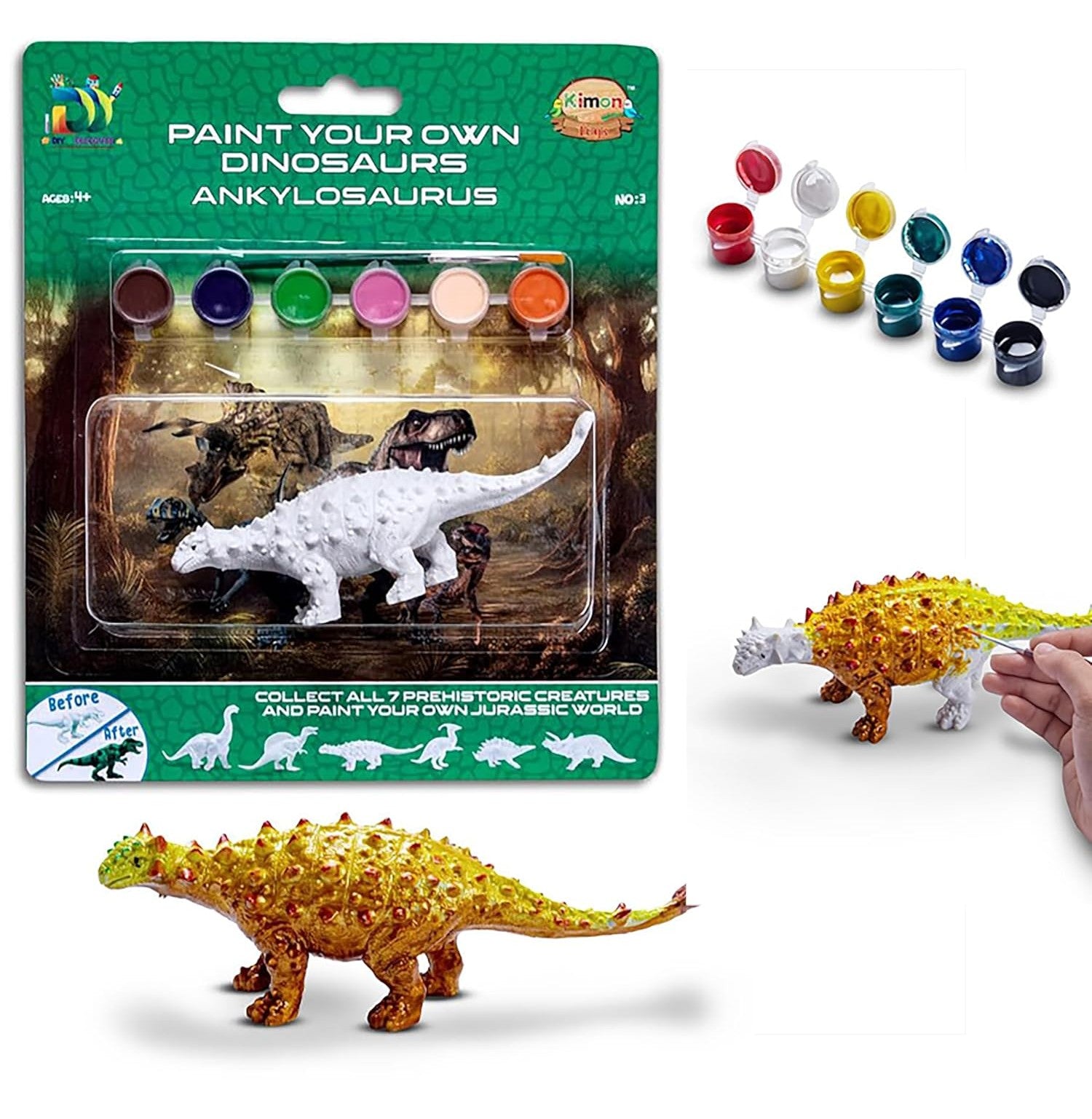 Paint Your Own 3D Dinosaur - Ankylosaurus Adventure Kit
