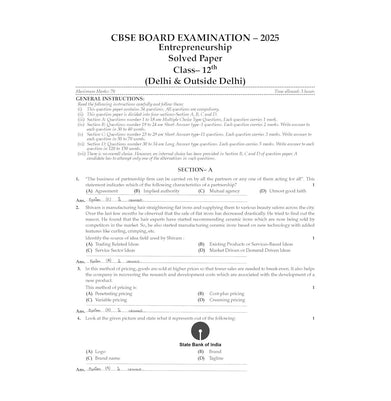 imagOswaal CBSE 15 Sample Question Papers Class 12 Entrepreneurship for 2026 Board Exam