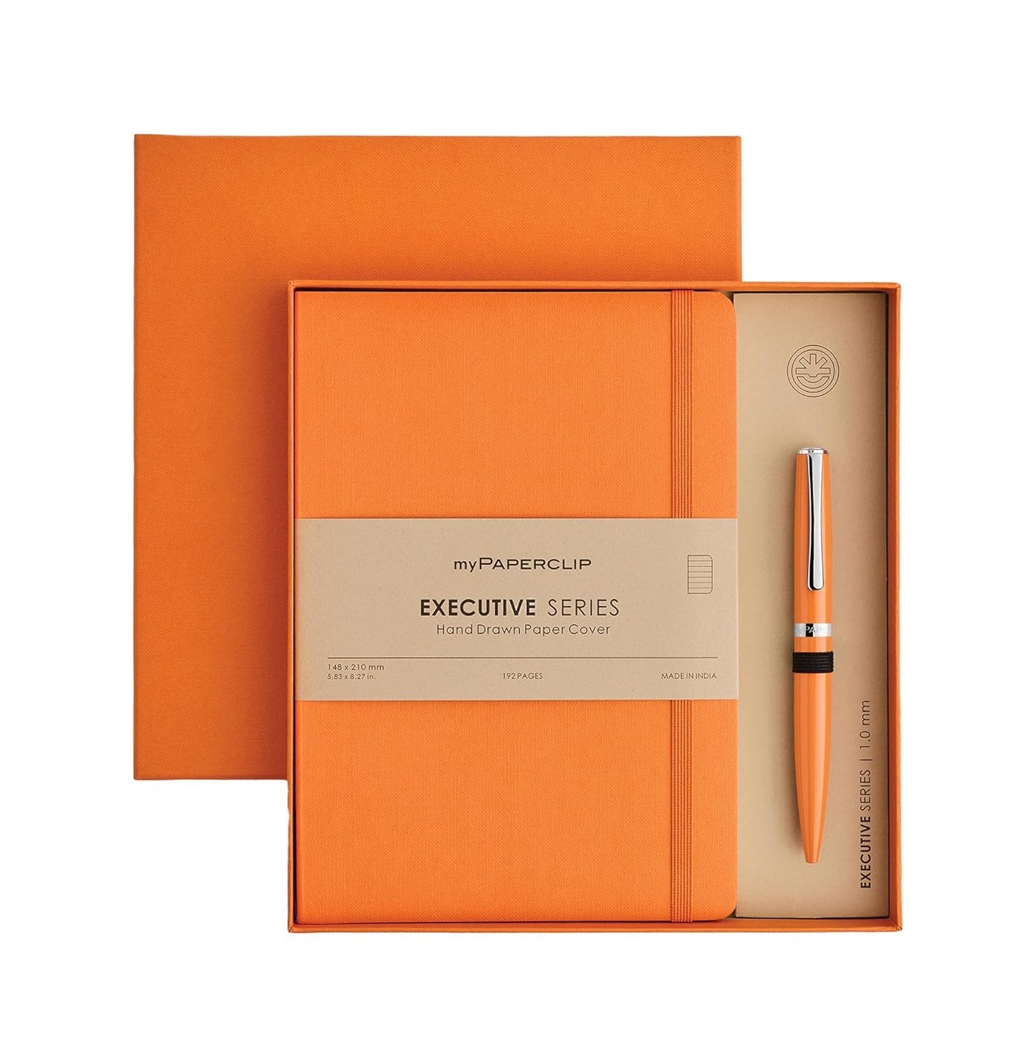 Mypaperclip Vibrant A5 Notebook & Pen Set In Orange By