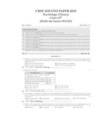 imagOswaal CBSE 15 Sample Question Papers Class 12 Psychology for 2026 Board Exam