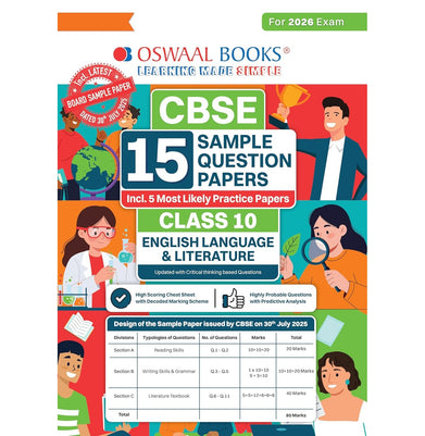 imagOswaal CBSE 15 Sample Question Papers Class 10 English Language & Literature for 2026 Board Exam