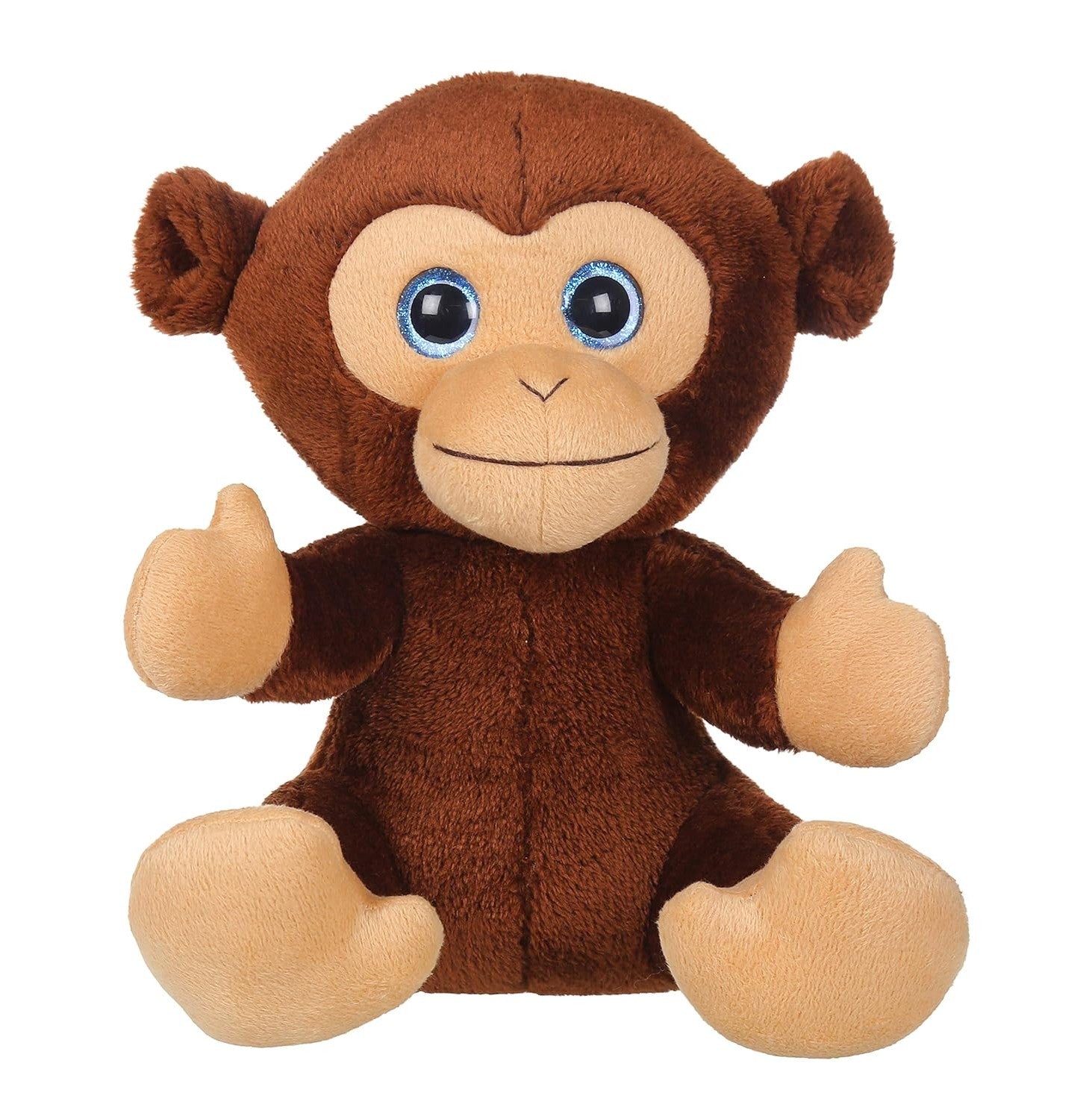 Mirada Monkey Plush With Glittery Eyes 25 Cm Dark Brown Cuddle Buddy