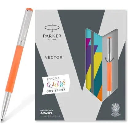 Parker Vector Metallix Orange Rollerball Pen & Premium Notebook Set: Elevate Your Writing Game