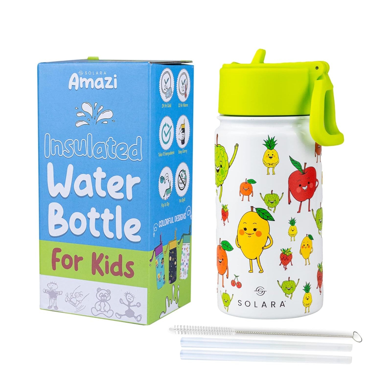 Solara Fun Fruits Insulated Water Bottle For Kids 450 Ml