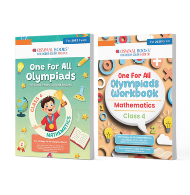 imagOswaal One For All Olympiad Class 4 Previous Years Solved Papers + Workbook Maths Set of 2 Books For 2025 Exam