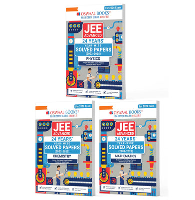 imagOswaal JEE Advanced 24 Years' Solved Papers 2002-2025 | Physics, Chemistry & Mathematics Set of 3 Books | For 2026 Exam buy online at crossword.in