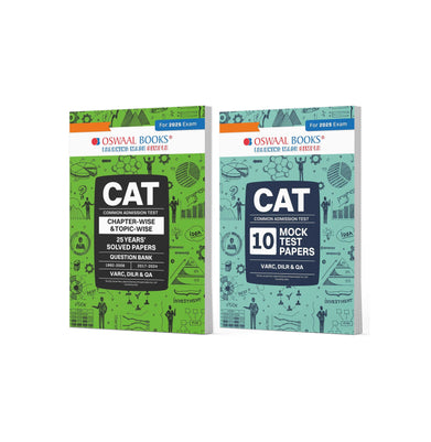 imagOswaal CAT 25 Years' Solved Papers + 10 Mock Test Papers Set of 2 books | For 2025 Exam buy online at crossword.in