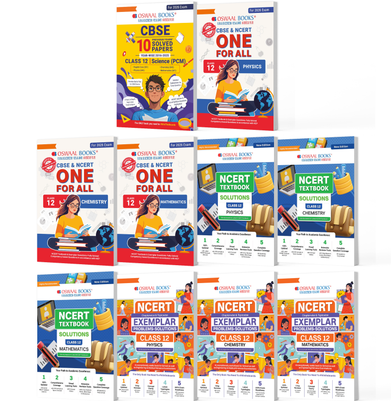 imagOswaal CBSE Mega Study Pack - CBSE & NCERT One For All,10 Years' Solved Paper, Textbook Solutions and Exemplar For Class 12 PCM For 2026 Exam