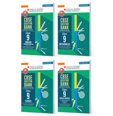 imagOswaal CBSE Question Bank Class 9 Set of 4 Books | English | Mathematics | Science | Social Science | Chapterwise & Topicwise Solved Papers | For 2026 Exams buy online at crossword.in