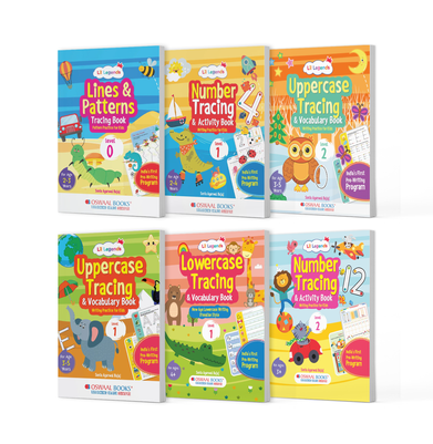 imagOswaal Lil Legends Tracing & Writing Practice Books for Kids | Set of 6 | Lines, Numbers, Uppercase & Lowercase Alphabets, Vocabulary & Activities | Age 2–5 Years | Early Learning Bundle