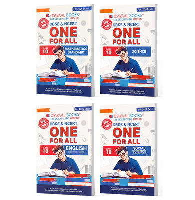 imagOswaal CBSE & NCERT One For All Class 10 | English | Science | Social Science & Mathematics Basic | With Topic Wise Notes Set Of 4 Books For 2026 Board Exam