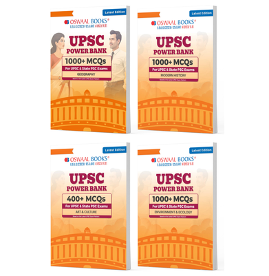 imagPower Bank |1000+ MCQs For UPSC And State PSCs Exams |Geography, Modern History, Art & Culture, Environment & Ecology Set of 4 |Latest Edition buy online at crossword.in