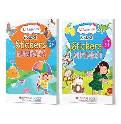 imagOswaal Lil Legends 2-Book Sticker Combo – Numbers & English Alphabet Learning Books for Kids Age 3+ | Fun Peel-and-Stick Activity Set buy online at crossword.in