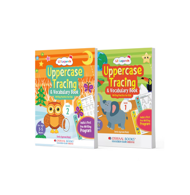 imagOswaal Lil Legends 2-Book Set: Uppercase Letter Tracing & Vocabulary Activity Books for Kids Ages 3-5 | Early Writing, ABC Learning & Fine Motor Skill Development