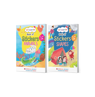 imagOswaal Lil Legends 2-Book Sticker Combo – Animals & Shapes Learning Books for Kids Age 3+ – Fun Peel-and-Stick Early Learning buy online at crossword.in
