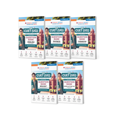 imagOswaal NTA CUET UG Question Banks | Chapterwise & Topicwise | English, Physics, Chemistry, Biology & General Test | Set of 5 Books | Entrance Exam Preparation Books 2026 buy online at crossword.in