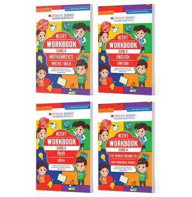 imagOswaal NCERT & CBSE Workbooks Class 4 Mathematics Maths mela , English Santoor , Hindi Veena & Environmental Studies The World Around Us Set of 4 Books For latest Exam buy online at crossword.in