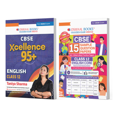 imagOswaal CBSE Xcellence 95+ English With CBSE 15 Sample Question Papers English for Class 12 | Chapterwise Competency Focused & Highly Probable Questions | 2025 Topper’s Notes | Latest CBSE Pattern Set of 2 For 2026 Board Exam
