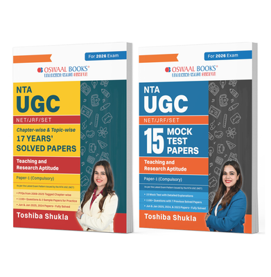 imagOswaal NTA UGC NET/ JRF/ SET 17 Chapter-wise & Topic-wise Solved Papers 2009-2025 | Teaching & Research Aptitude General Paper-1 + 15 Mock Test Papers | Compulsory Set of 2 Books | For 2026 Exam
