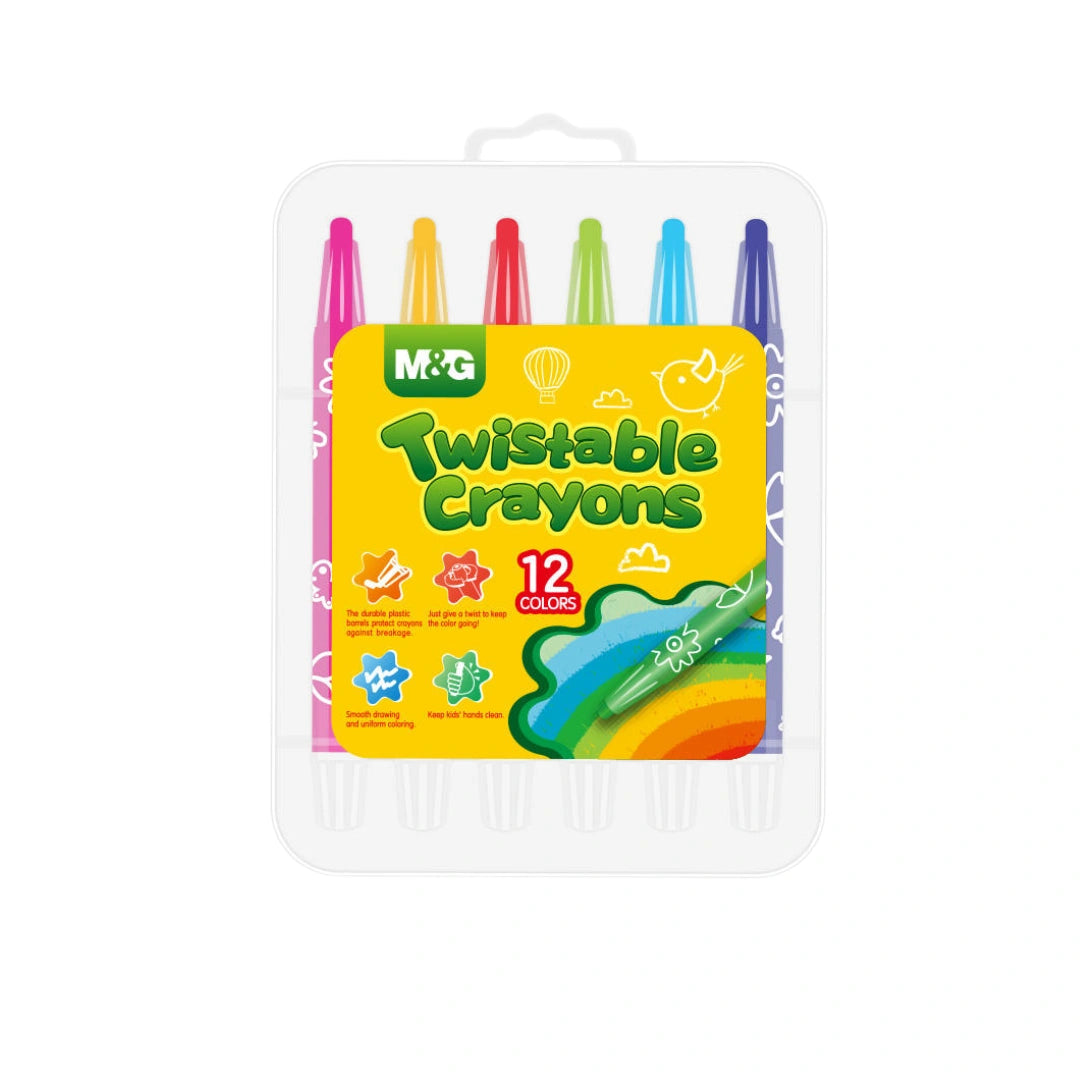 M&G Twistable Crayon 12 Colors Pp Box Package-Agmx4332