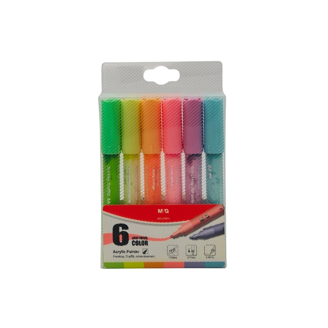 M&G Mocalo Acrylic Marker Light Pastel Color 6 Pcs