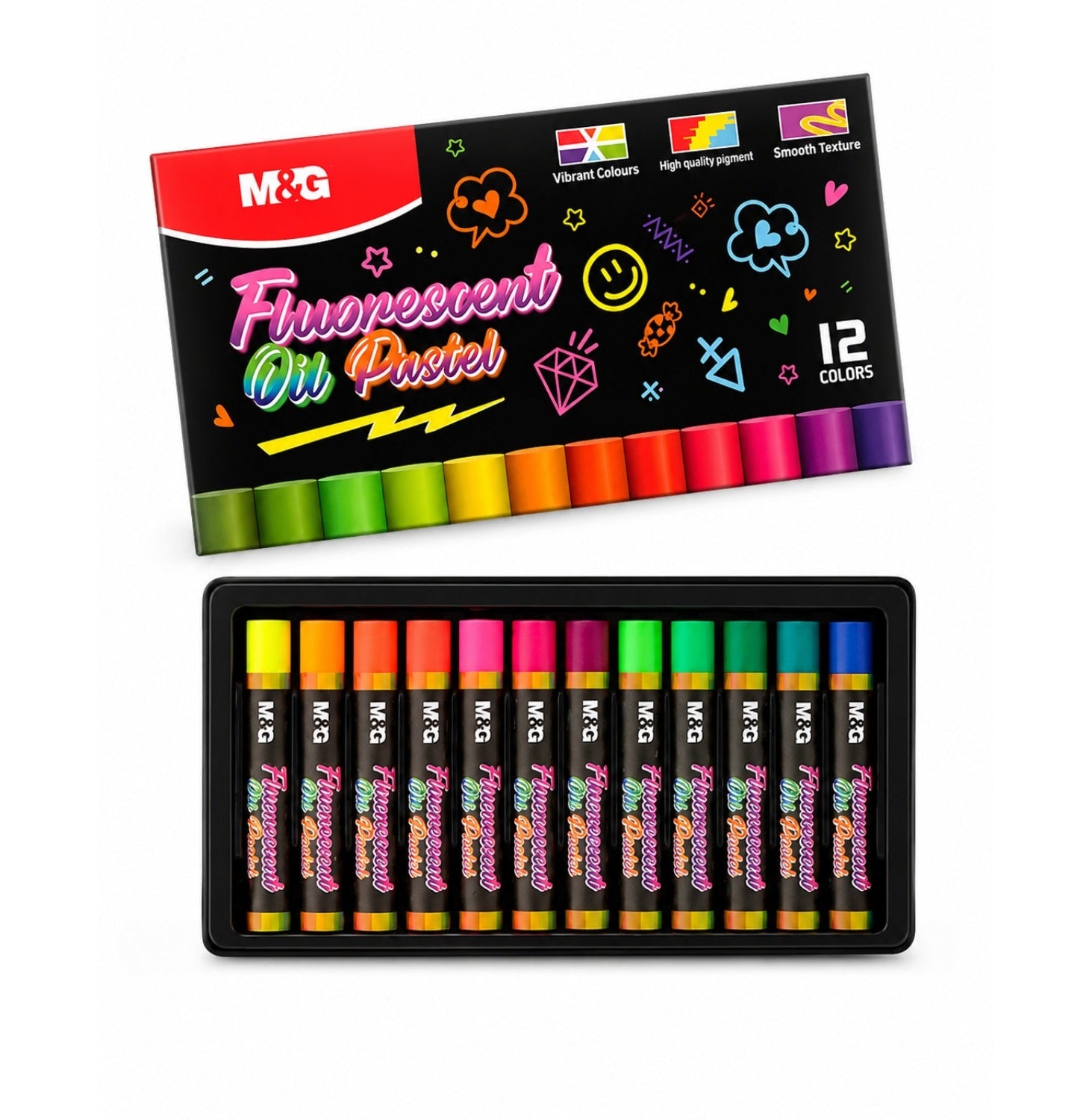 M&G Fluorescent Oil Pastel 12 Colours