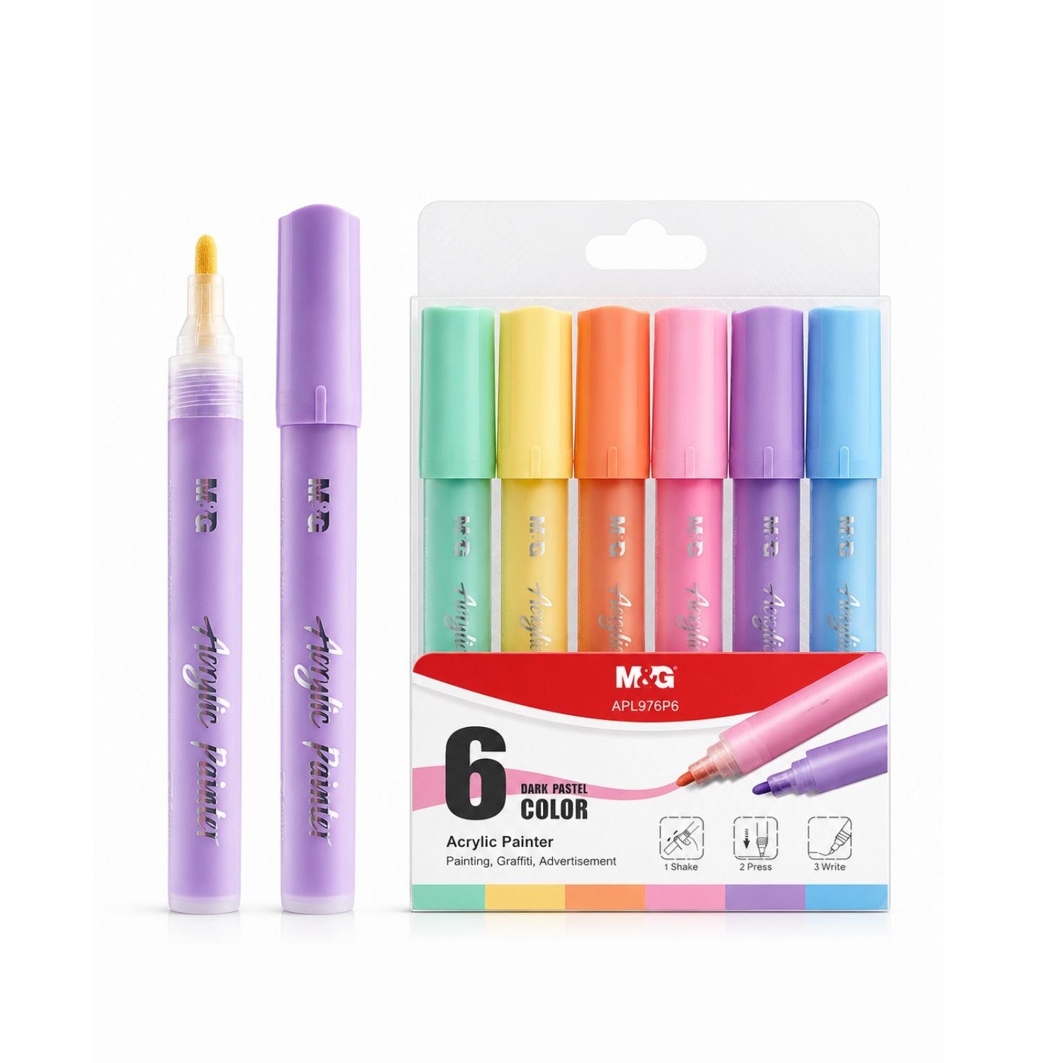 M&G Mocalo Acrylic Marker Light Pastel Color 6 Pcs
