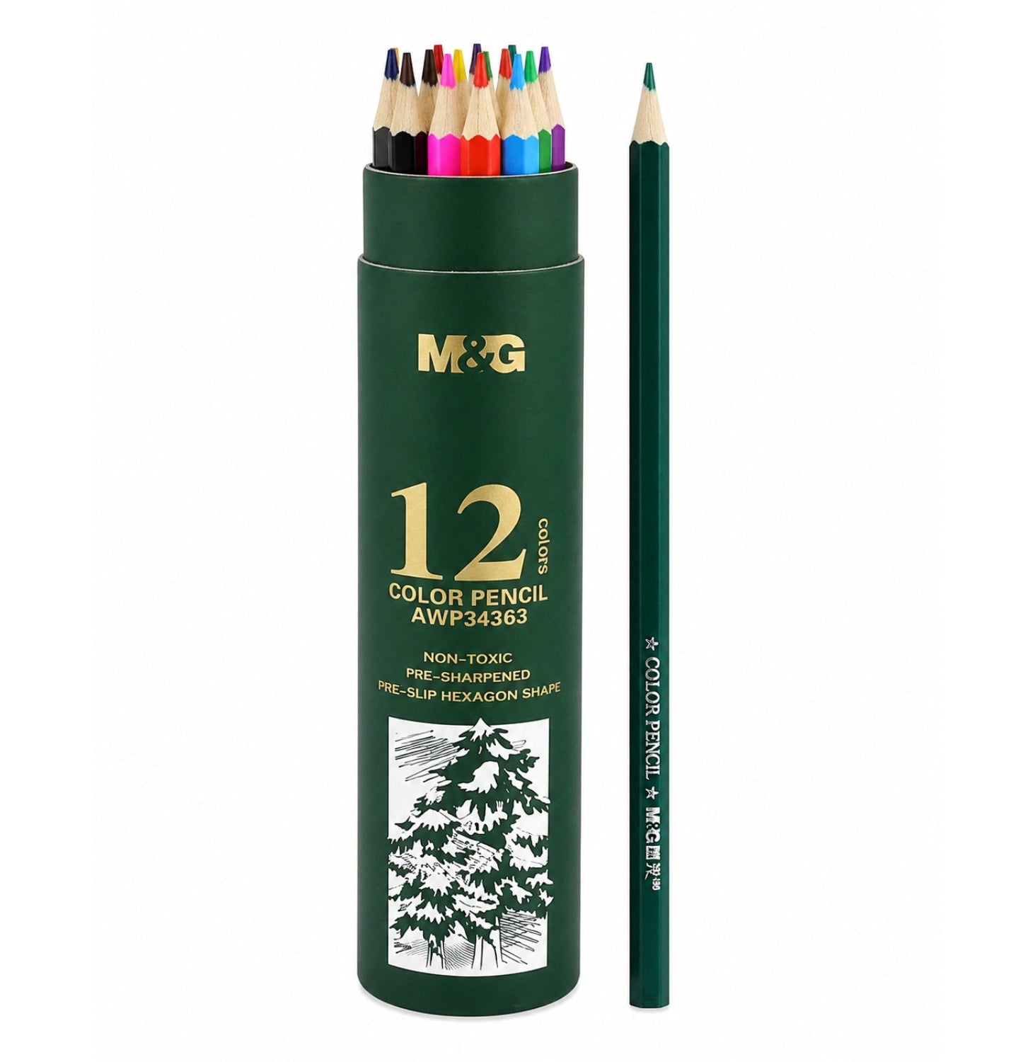 M&G Hexagon Color Pencil Oil-Based 12 Colors-Awp34363