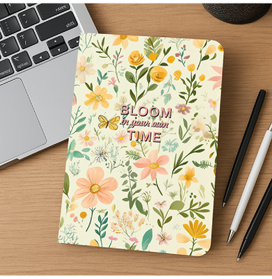 imagLoope Aesthetic Soft Bound Notebook | Bloom in Your Own Time | A5 Ruled | Journal for Writing & Gifting