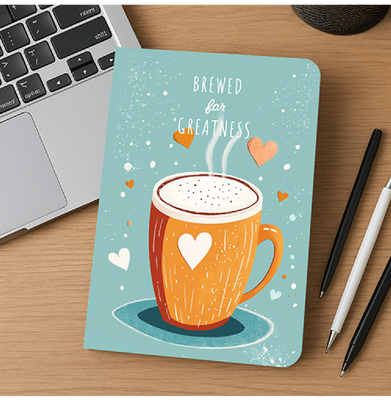 imagLoope Quote Notebook | Brewed for Greatness | A5 Ruled | Soft Cover | Motivational Journal & Gift