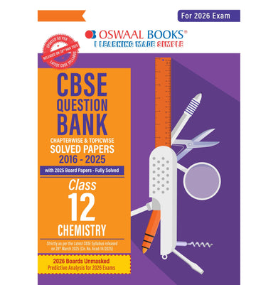 imagOswaal CBSE Question Bank Chapterwise and Topicwise SOLVED PAPERS Class 12 Chemistry For Exam 2026