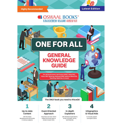 imagOswaal One for all GK Guide English Medium Latest Edition For All Government Job Exams UPSC, State PSC, PSUs, SSC, Banking, Railways RRB, Defence NDA/CDS, Teaching, State Govt. & More Paperback