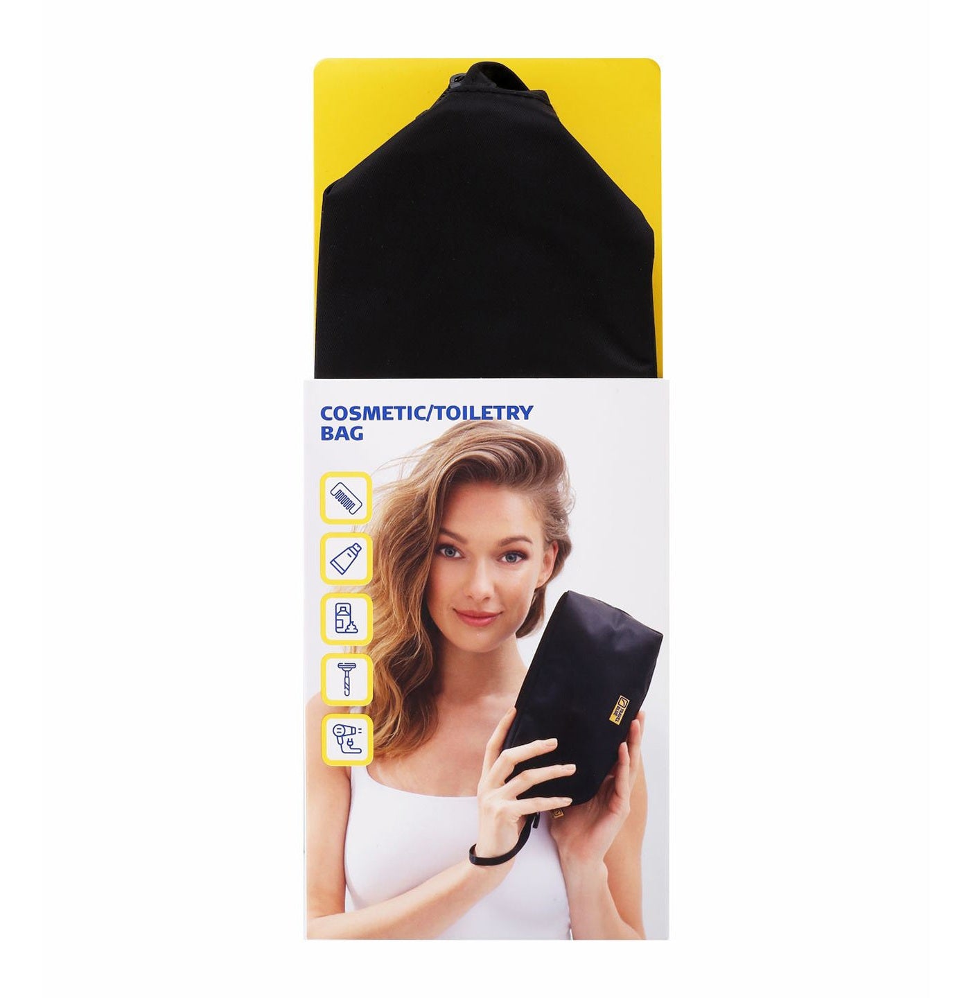 Sleek Black Travel Cosmetic Toiletry Bag
