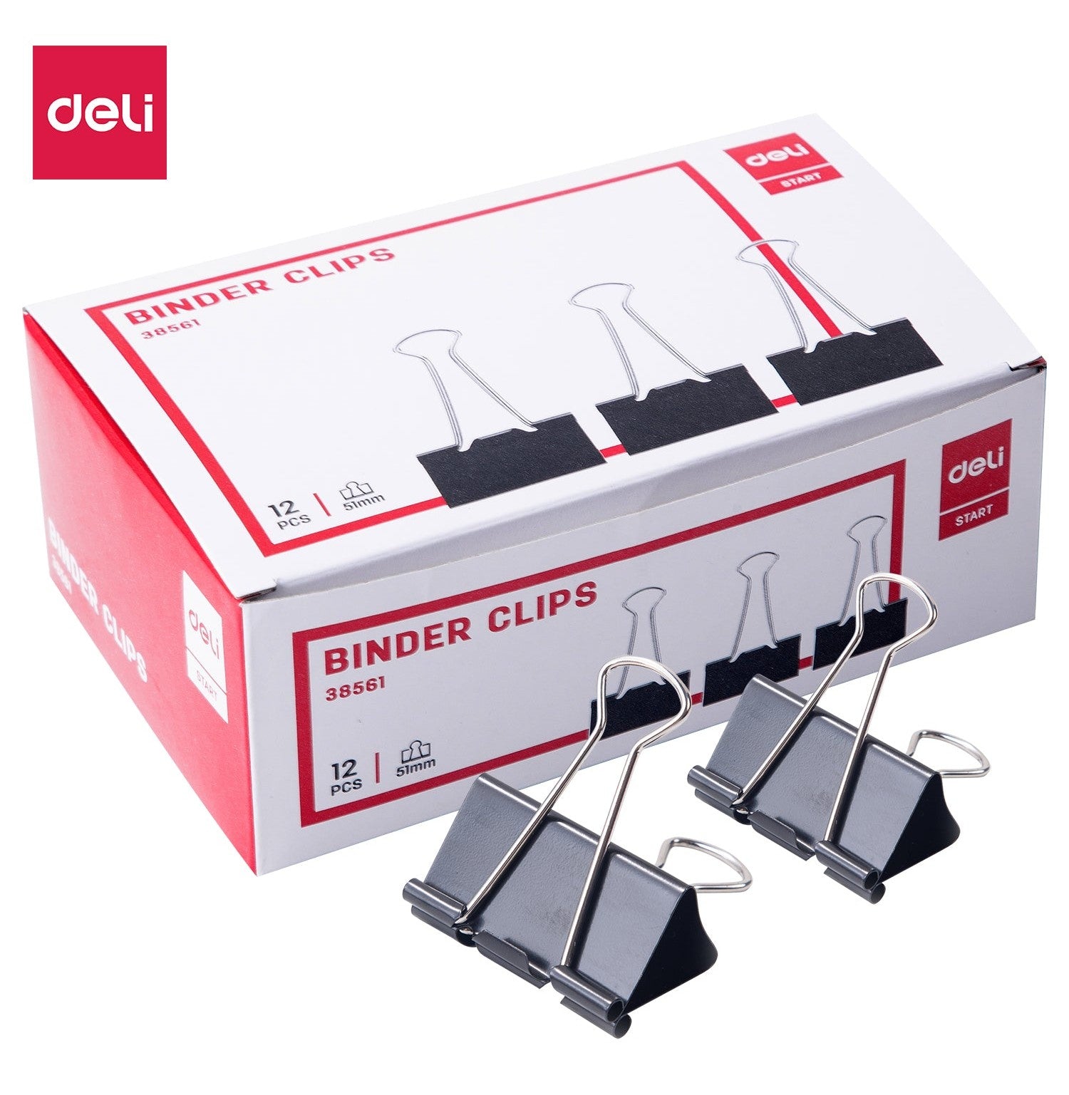 Deli 38561 12Pack 51Mm Binder Clips For Effortless Organization