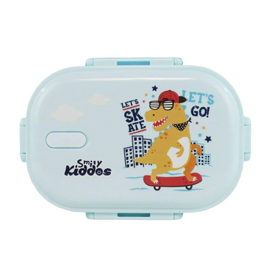 imagSmily kiddos Skater Dino theme stainless steel lunch box light blue - medium