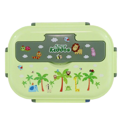 imagSmily kiddos wildlife theme stainless steel lunch box green- Large