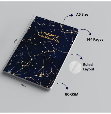 imagLoope Inspirational Notebook | Infinite Possibilities | A5 Ruled | Soft Cover | Journal for School, Work & Travel