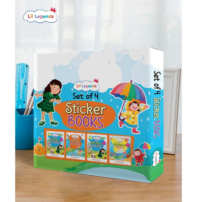 imagOswaal Lil Legend Gift Set: Boxset of 4 Sticker Books for Kids | Shapes, Numbers, Animals and Alphabets | Ideal for Ages 3+