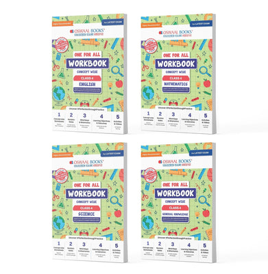 imagOswaal One For All Workbook Concept Wise Class-4 English, Math, Science & General Knowledge Set Of 4 Books For Latest Exam