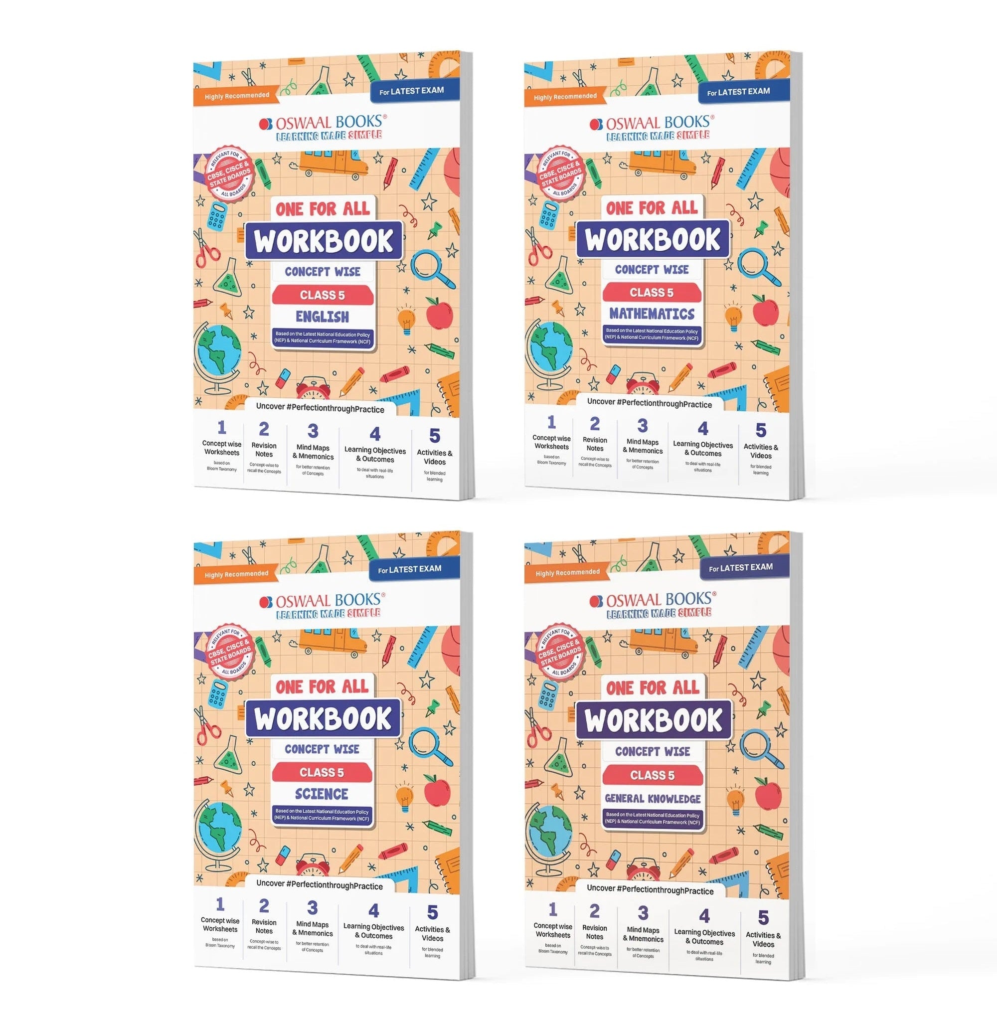 Comprehensive workbook set for Class 5 students.