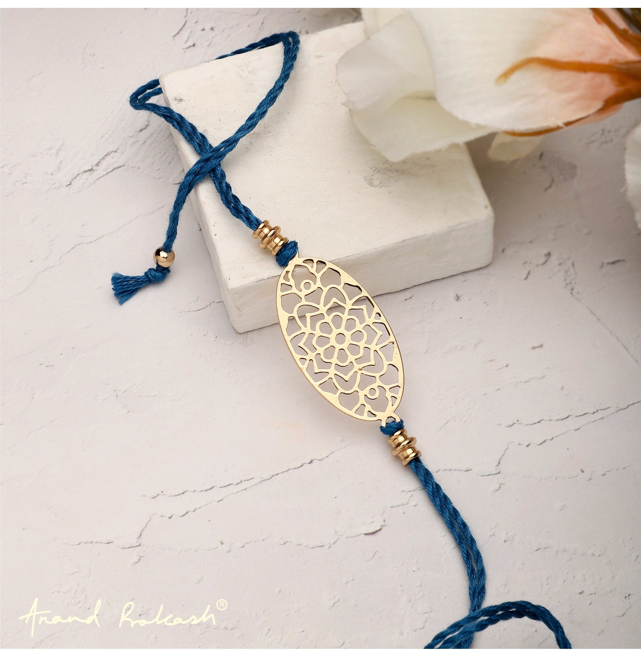 Rakhi Ellipse Blue Ananad Prakash Premium Handcrafted Elegance