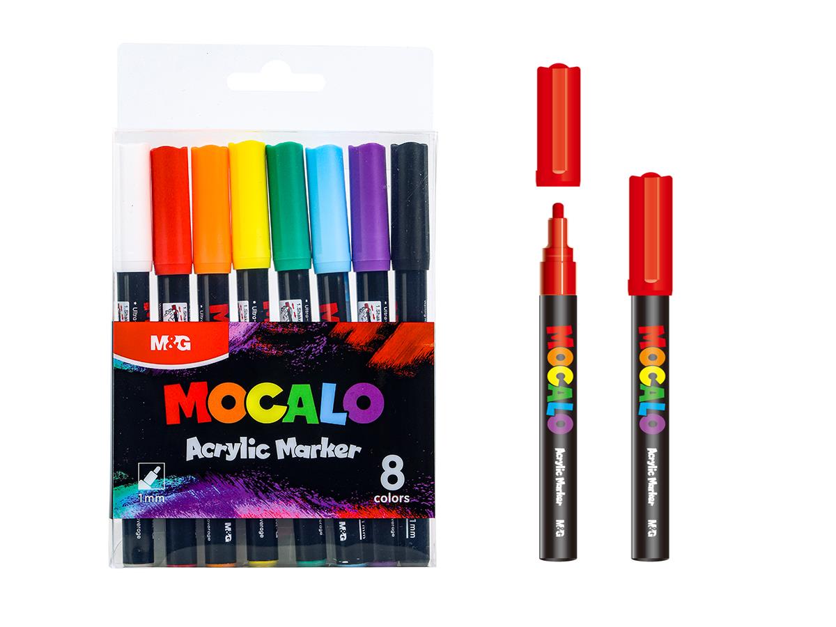 M&G Mocalo Acrylic Marker 1Mm 8Colours Pet