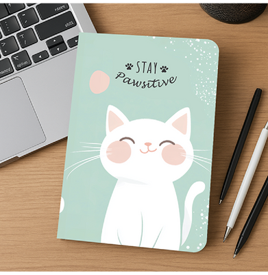 imagLoope Cute Animal Notebook | Stay Pawsitive | A5 Ruled | Soft Bound Journal | Office, College, Gifting
