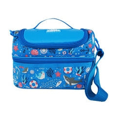 imagSmily Kiddos Double Decker Lunch Bag V3 Baby Shark Theme Blue