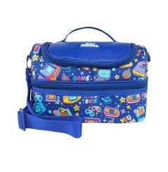imagSmily Kiddos Double Decker Lunch Bag V3 Gamer Theme Blue